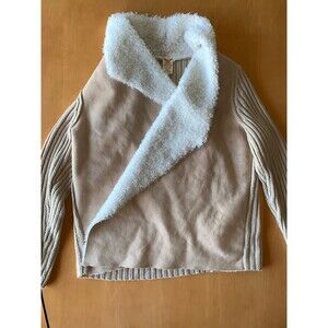 Faded Glory Plush Fleece Jacket - Size XXL, Tan/white Soft Leather Feel EUC